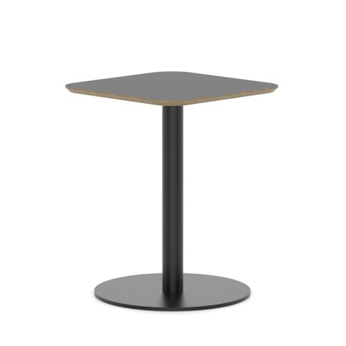 Brixworth 600mm Square Coffee Table Black Top Black Leg Disc Base Medium