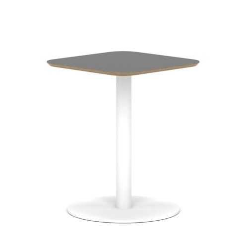 Brixworth 600mm Square Coffee Table Black Top White Leg Disc Base Medium