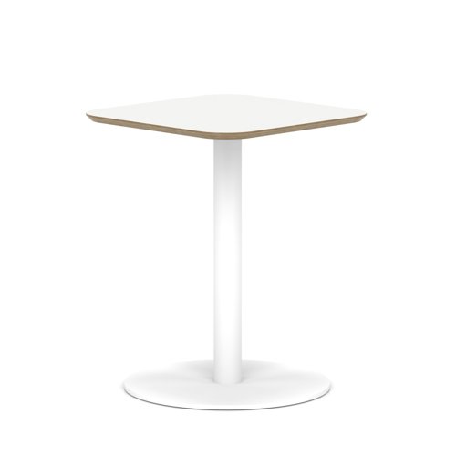 Brixworth 600mm Square Coffee Table White Top White Leg Disc Base Medium