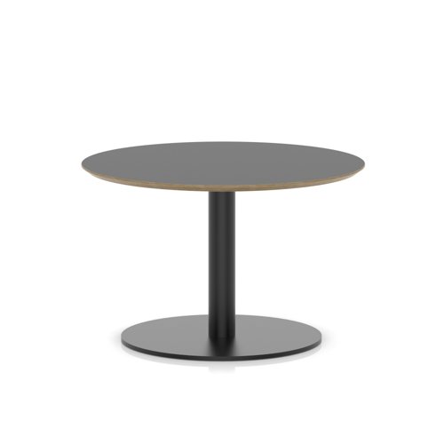 Brixworth 800mm Round Coffee Table Black Top Black Leg Disc Base Low