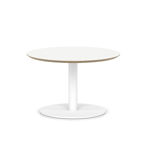 Brixworth 800mm Round Coffee Table White Top White Leg Disc Base Low