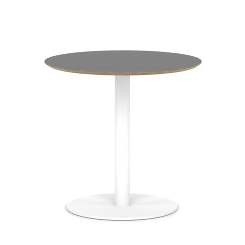 Brixworth 800mm Round Coffee Table Black Top White Leg Disc Base Medium