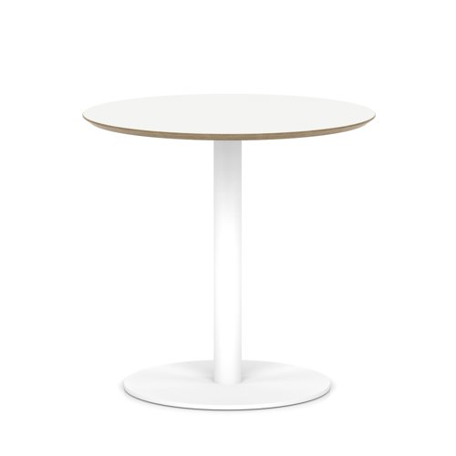 Brixworth 800mm Round Coffee Table White Top White Leg Disc Base Medium