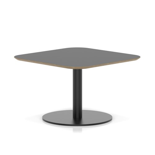 Brixworth 800mm Square Coffee Table Black Top Black Leg Disc Base Low
