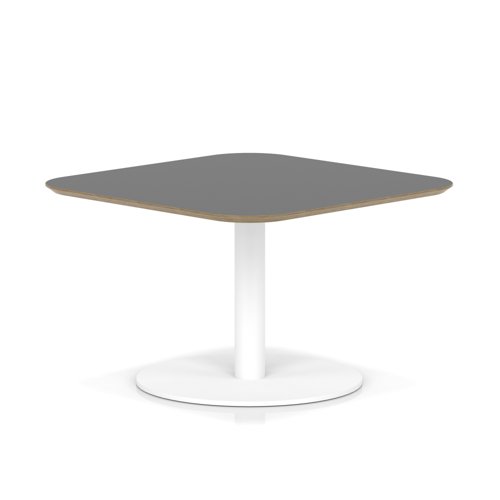 Brixworth 800mm Square Coffee Table Black Top White Leg Disc Base Low