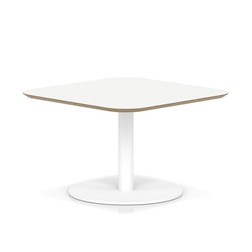 Brixworth 800mm Square Coffee Table White Top White Leg Disc Base Low