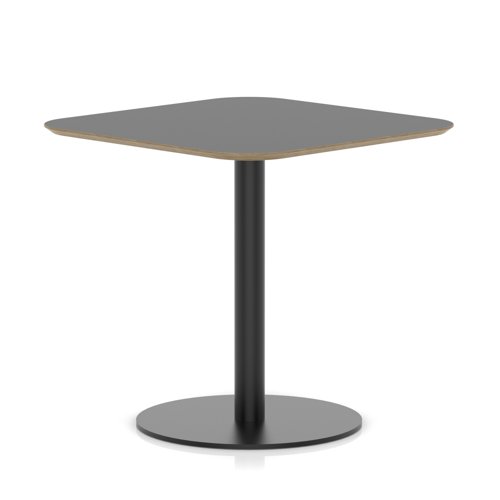 Brixworth 800mm Square Coffee Table Black Top Black Leg Disc Base Medium