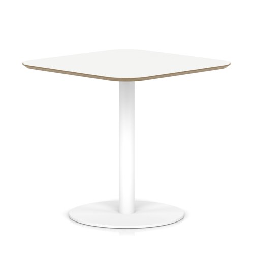 Brixworth 800mm Square Coffee Table White Top White Leg Disc Base Medium