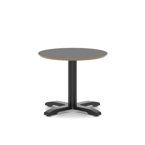 Brixworth 600mm Round Coffee Table Black Top Black Leg Cross Base Low