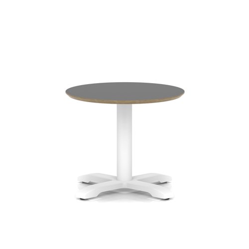 Brixworth 600mm Round Coffee Table Black Top White Leg Cross Base Low
