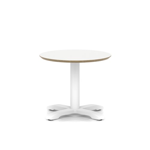 Brixworth 600mm Round Coffee Table White Top White Leg Cross Base Low
