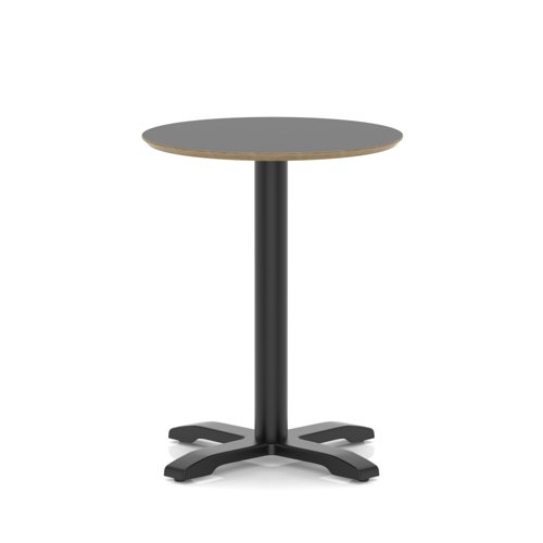 Brixworth 600mm Round Coffee Table Black Top Black Leg Cross Base Medium