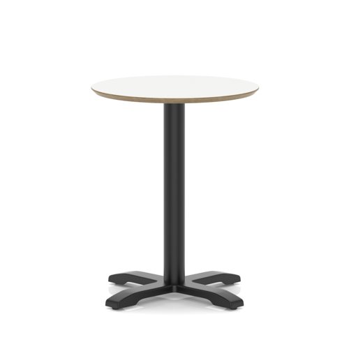 Brixworth 600mm Round Coffee Table White Top Black Leg Cross Base Medium