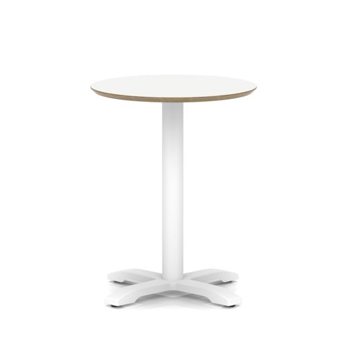 Brixworth 600mm Round Coffee Table White Top White Leg Cross Base Medium