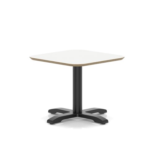 Brixworth 600mm Square Coffee Table White Top Black Leg Cross Base Low