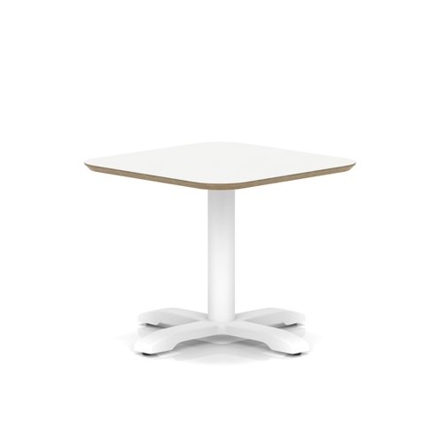 Brixworth 600mm Square Coffee Table White Top White Leg Cross Base Low