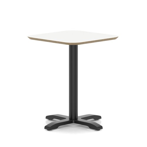 Brixworth 600mm Square Coffee Table White Top Black Leg Cross Base Medium