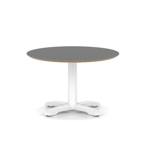 Brixworth 800mm Round Coffee Table Black Top White Leg Cross Base Low