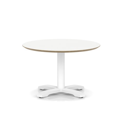 Brixworth 800mm Round Coffee Table White Top White Leg Cross Base Low