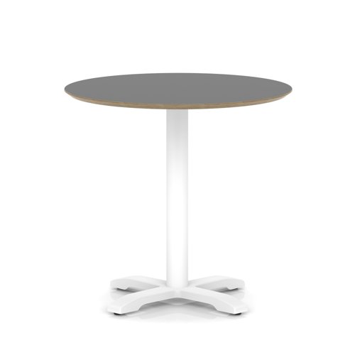 Brixworth 800mm Round Coffee Table Black Top White Leg Cross Base Medium