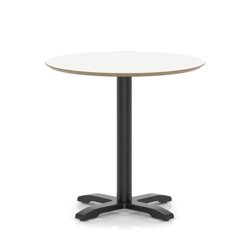 Brixworth 800mm Round Coffee Table White Top Black Leg Cross Base Medium