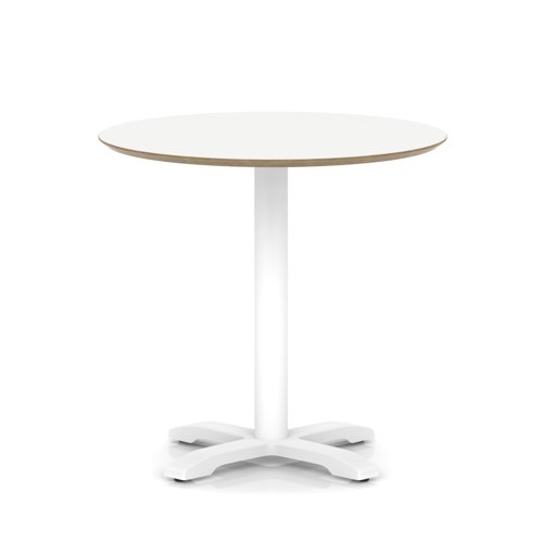 Brixworth 800mm Round Coffee Table White Top White Leg Cross Base Medium