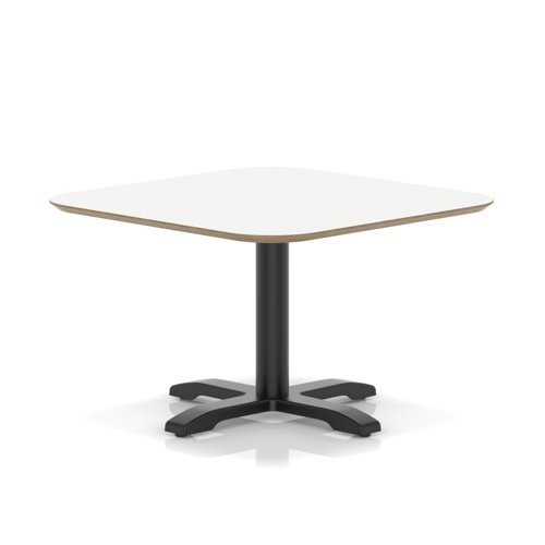 Brixworth 800mm Square Coffee Table White Top Black Leg Cross Base Low