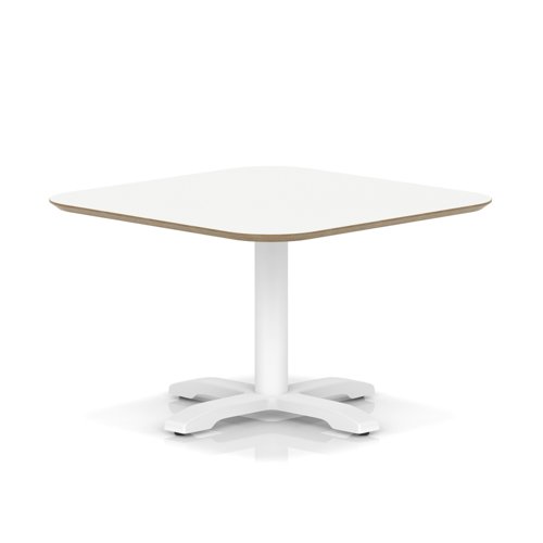 Brixworth 800mm Square Coffee Table White Top White Leg Cross Base Low