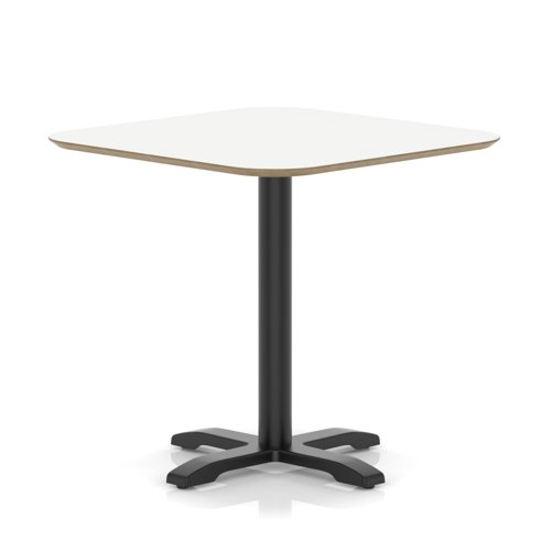 Brixworth 800mm Square Coffee Table White Top Black Leg Cross Base Medium