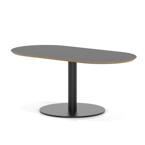 Brixworth 1200mm Oblong Coffee Table Black Top Black Leg Disc Base Low