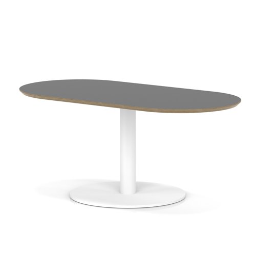 Brixworth 1200mm Oblong Coffee Table Black Top White Leg Disc Base Low