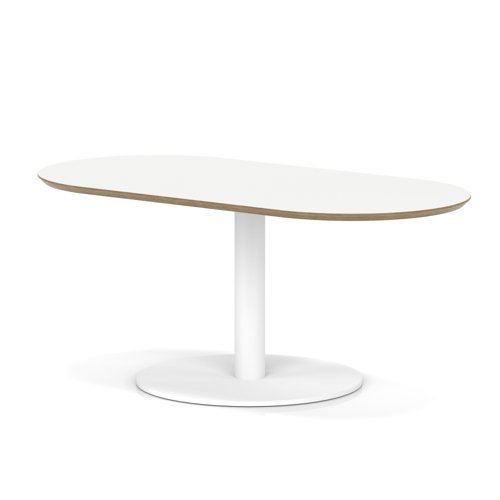 Brixworth 1200mm Oblong Coffee Table White Top White Leg Disc Base Low