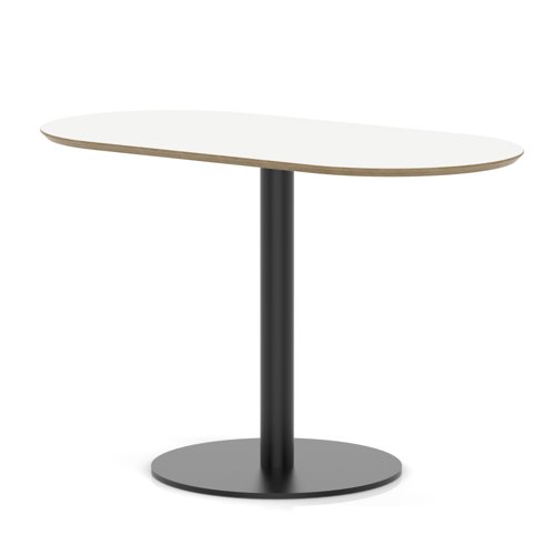 Brixworth 1200mm Oblong Coffee Table White Top Black Leg Disc Base Medium