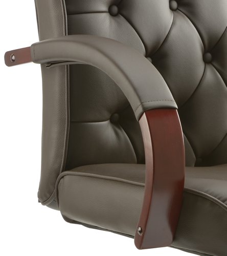 Chesterfield Executive Chair Brown Leather With Arms