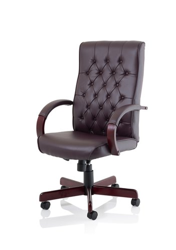 Chesterfield Executive Chair Burgundy Leather With Arms