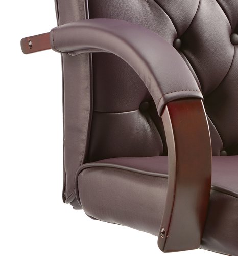 Chesterfield Executive Chair Burgundy Leather With Arms  | County Office Supplies