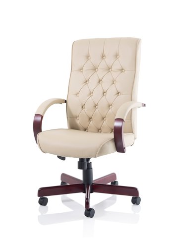 Chesterfield Executive Chair Cream Leather With Arms