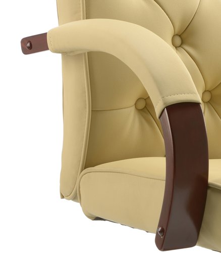 Chesterfield Executive Chair Cream Leather With Arms  | County Office Supplies