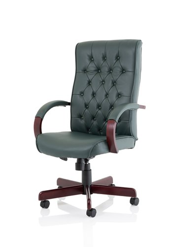 Chesterfield Executive Chair Green Leather With Arms | EX000006 | Dynamic