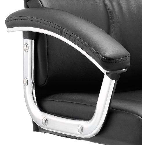 58580DY | The Desire is a simple yet stylish executive chair. The split panel design backrest has deep cushioning whilst the Soft Bonded Leather upholstery is complimented perfectly against the polished chrome base and soft padded arms