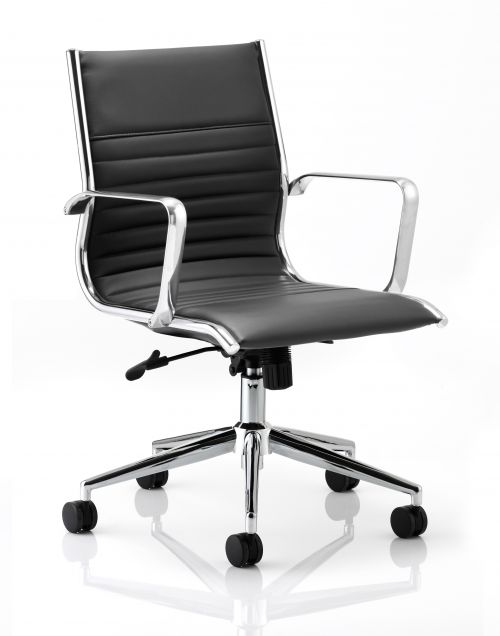Ritz Executive Medium Back Chair Black Bonded Leather With Arms