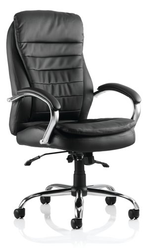 EX000061 Rocky Executive Chair Black Leather High Back With Arms