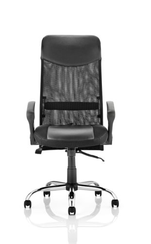 EX000074 Vegas Executive Chair Black Leather Seat Black Mesh Back With Leather Headrest With Arms