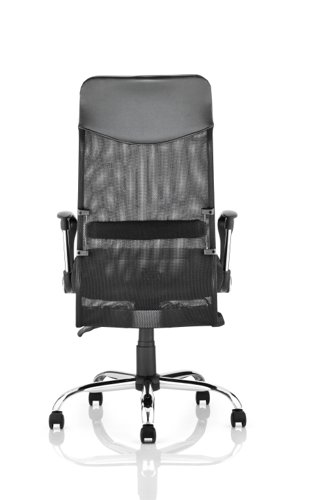 EX000074 Vegas Executive Chair Black Leather Seat Black Mesh Back With Leather Headrest With Arms
