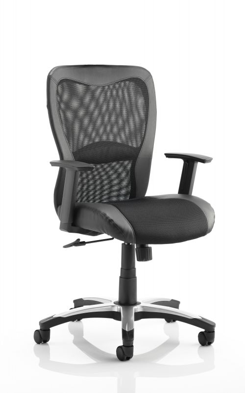 Victor II Executive Chair Black Leather Black Mesh With Arms  | County Office Supplies