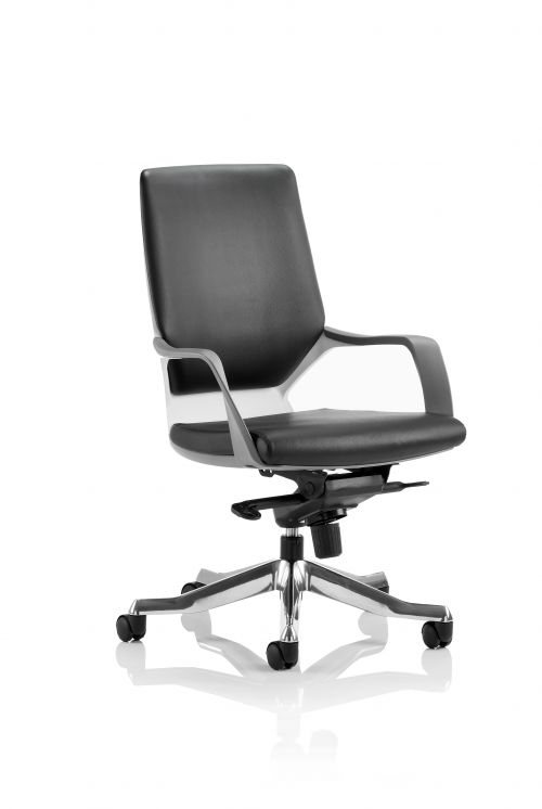 Xenon Executive Medium Back Chair White Shell Black Leather With Headrest EX000095