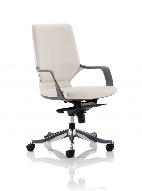 Xenon Executive Medium Back Chair White Shell White Leather With Headrest EX000099
