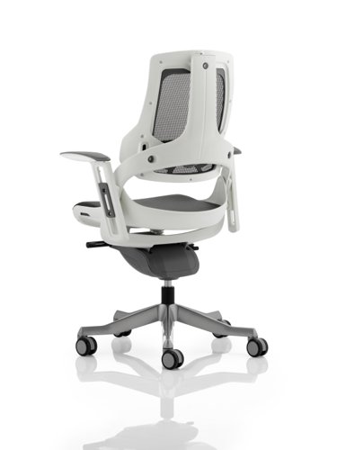 Zure Executive Chair White Shell Charcoal Mesh With Arms