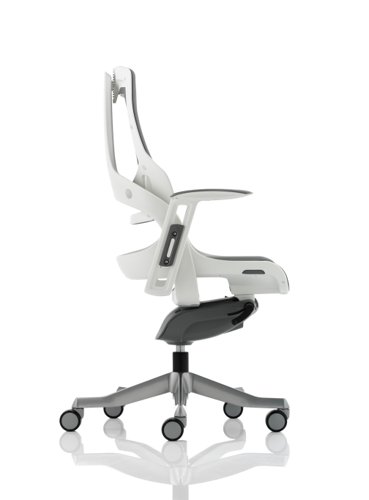 Zure Executive Chair White Shell Elastomer Gel Grey With Arms