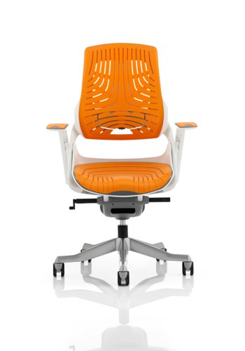 EX000133 Zure Executive Chair White Shell Elastomer Gel Orange With Arms